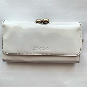 Ted Baker London Kassady Bobble Kisslock White Patent Leather Wallet Clutch